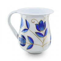 Handenwasbeker tulpen wit/blauw
