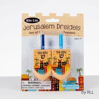 Houten dreidels jerusalem 2x